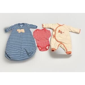 Lot of 3 Baby Boy 0-3M Lined One Piece Footlees, Sleep sack , Bodysuit Mix Brand